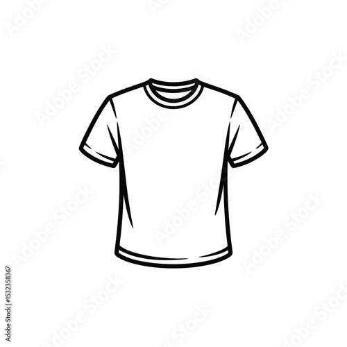 Simple line drawing of a crew neck t shirt