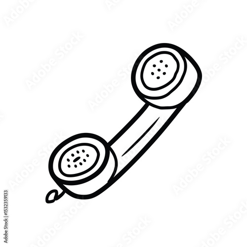 Hand drawn outline of a retro telephone handset