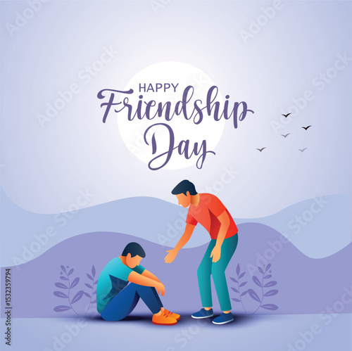 1Happy international friendship day greeting card. abstract vector illustration design