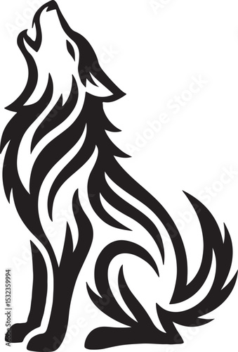 Wallpaper Mural tiger, wildlife, animal silhouette, vector illustration, black and white, fierce tiger, roaring tiger, jungle predator, big cat, ferocious, strength, power, wild animal, tiger design, graphic elements Torontodigital.ca