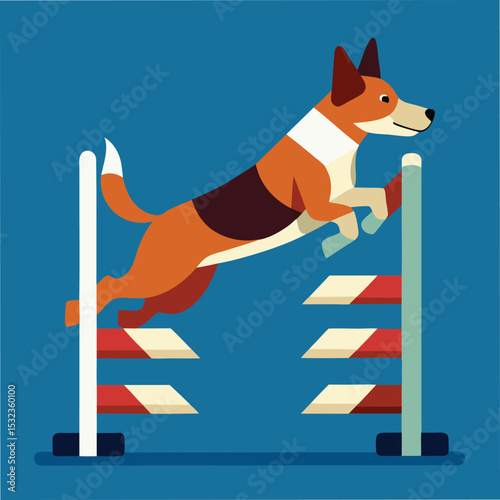 agility course dog mid jump vector