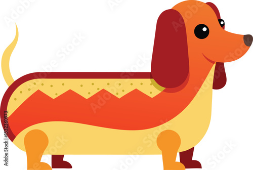 dachshund hot dog in bun pun design vector