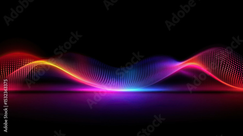 Colorful digital wave with glowing dots