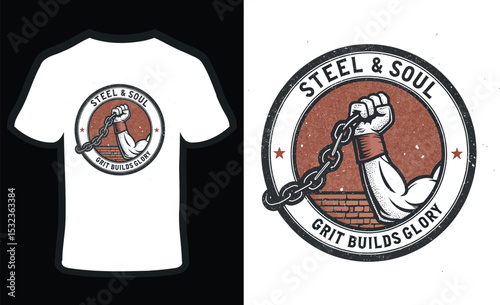 Steel and soul grit builds glory tshirt design
