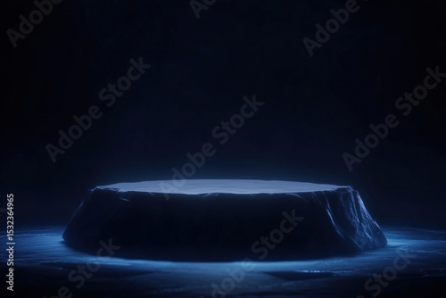 Dark icy platform with ethereal blue lighting