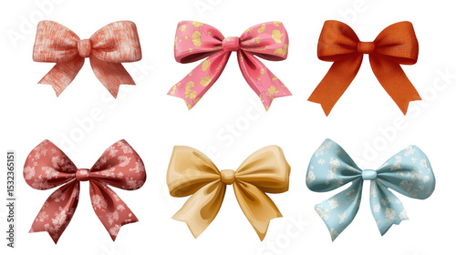 Set of coloful decorative bows on white background

