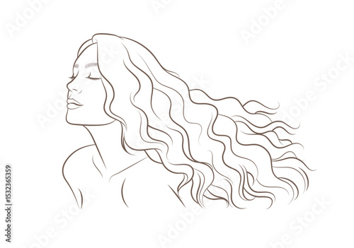 A beautiful woman hair model with wavy long hair
