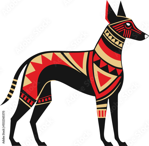 tribal dog silhouette bold ethnic style vector