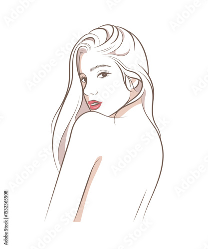 A beautiful woman fashion model looking back