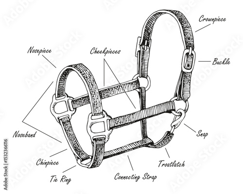 Horse halter parts scheme vector