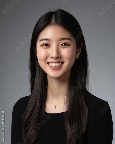 Young professional woman with long hair smiling