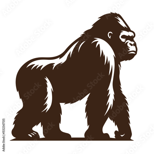 Powerful gorilla silhouette vector illustration for design