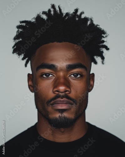 Young man with natural afro and direct stare