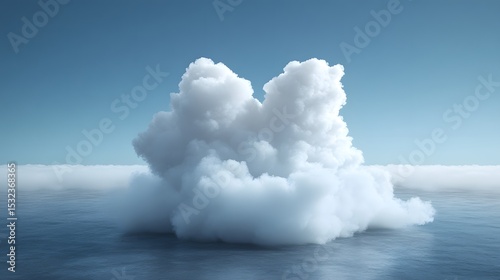 Isolated Cloud Over the Ocean in Surreal Landscape