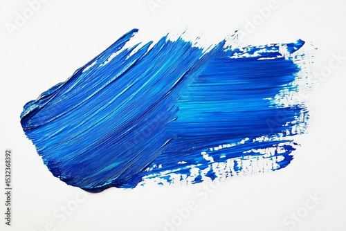 Bold abstract blue brush stroke on white canvas conveying creativity, energy, simplicity, and expressive artistic motion