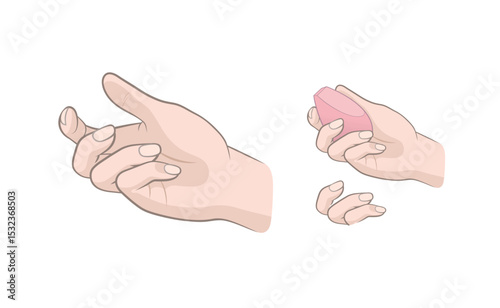 A hand holding a makeup sponge
