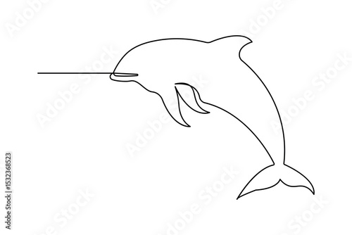 Dolphin outline in one line minimalist illustration
