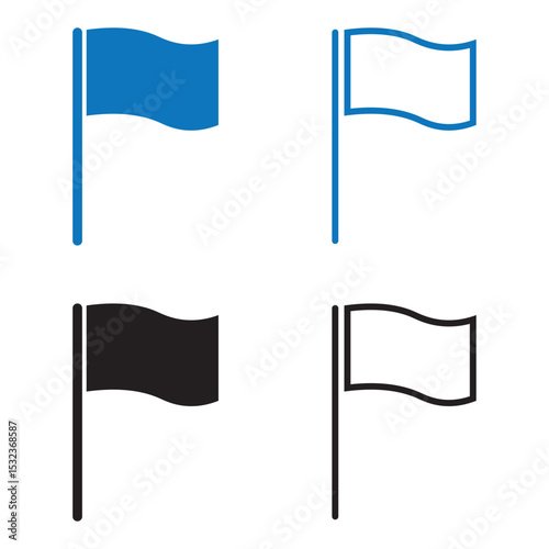 flag icon set. waving flag icon. solid and line icon style. eps file.