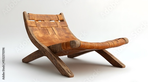 Rustic Lounge Chair with Leather Seat