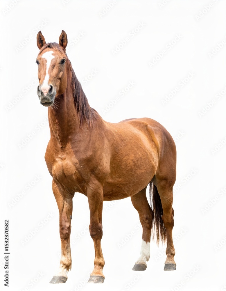 Fototapeta premium Horse over white background, no shadow