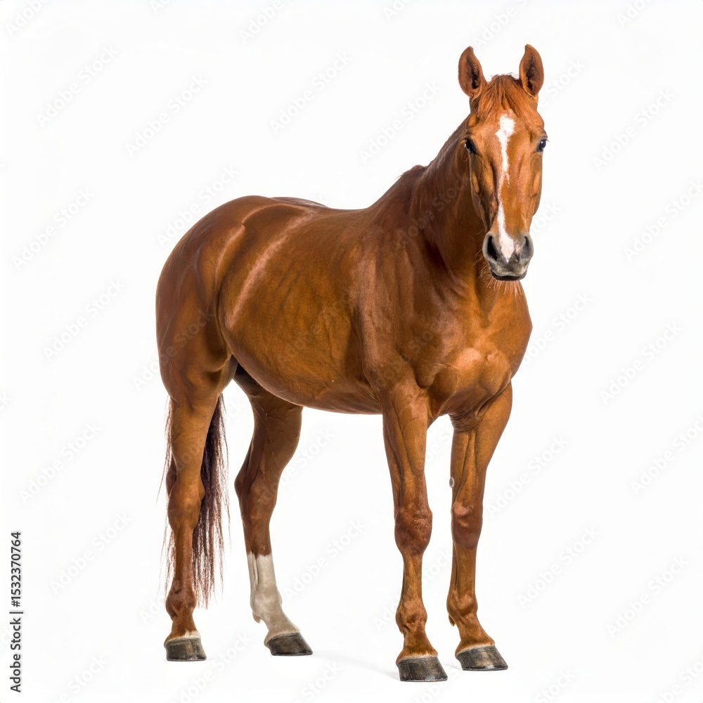 Obraz premium Horse over white background, no shadow