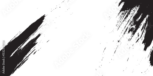 Simple black brush strokes on a white background White paint brushes on a black background texture.grunge with a rough, worn look in dust and scratches on a white background. Brush strokes