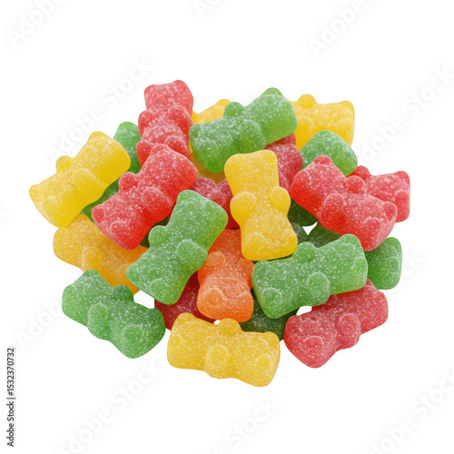 Gummy bears pile isolated on transparent background