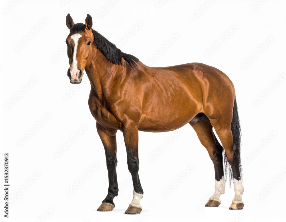 Fototapeta premium Horse over white background, no shadow