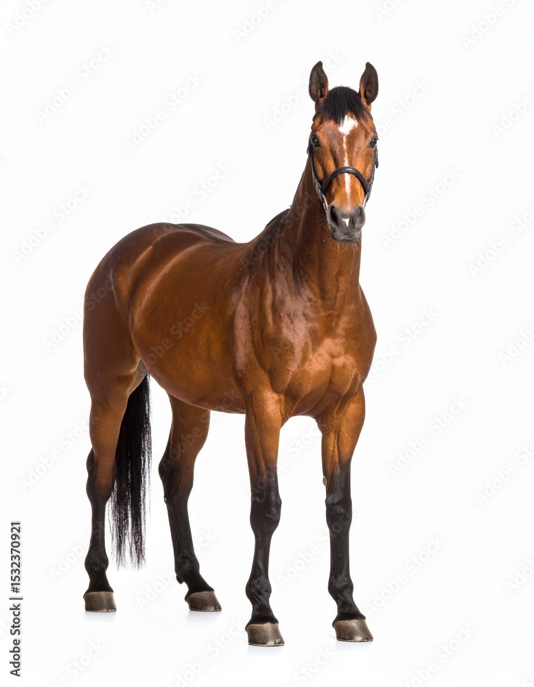Obraz premium Horse over white background, no shadow