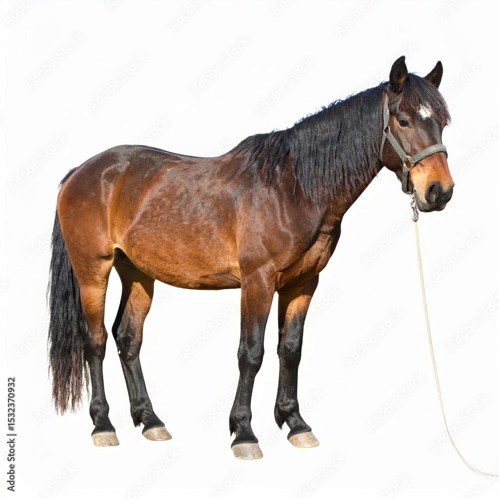 Obraz premium Horse over white background, no shadow