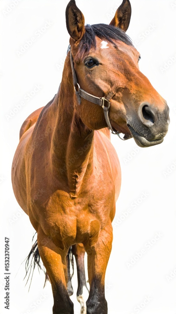 Fototapeta premium Horse over white background, no shadow