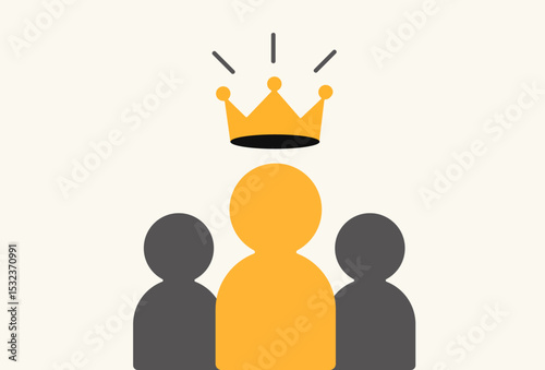 Man crowned as leader among team members illustration