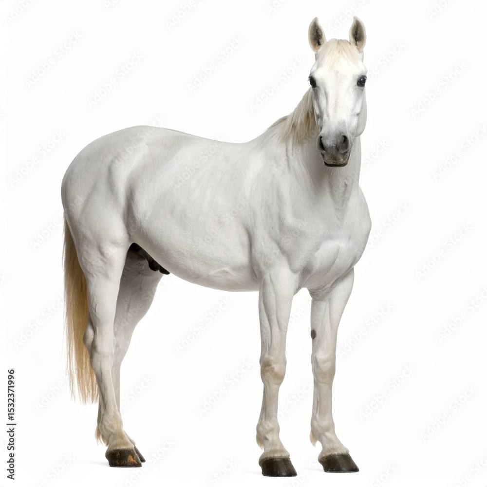 Obraz premium White horse over white background, no shadow