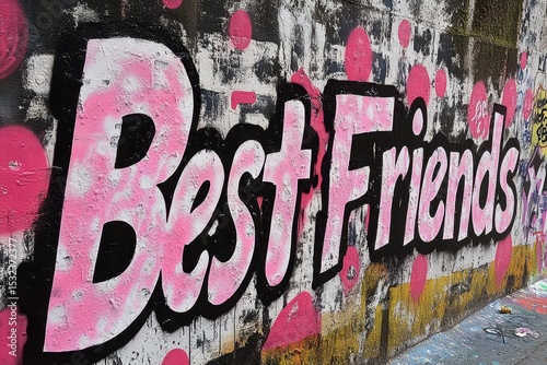 Colorful Graffiti Art Featuring Best Friends Message on a Wall
