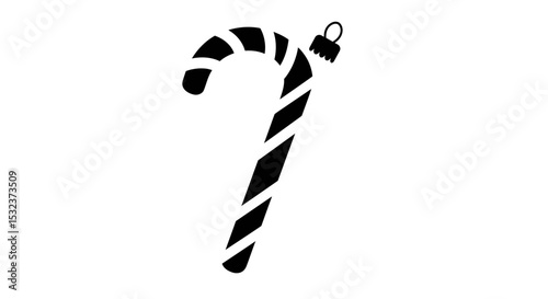 Stylized black candy cane with ornament decoration silhouette