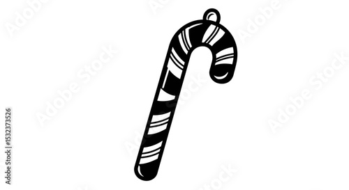Illustration of a striped black and white candy cane silhouette