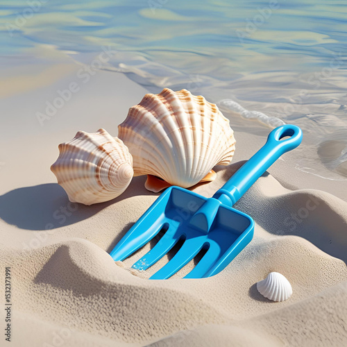 paletta di plastica con conchiglie