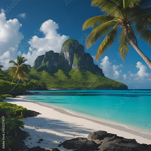 isola tropicale con palme e spiaggia photo