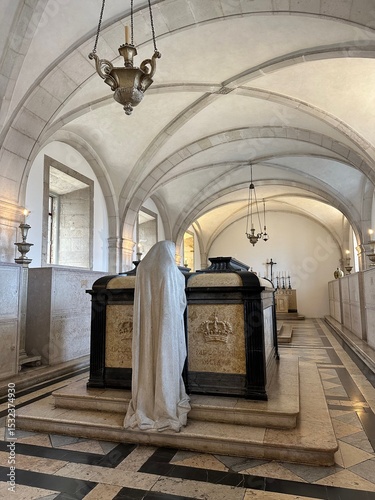 A large white statue in a large room