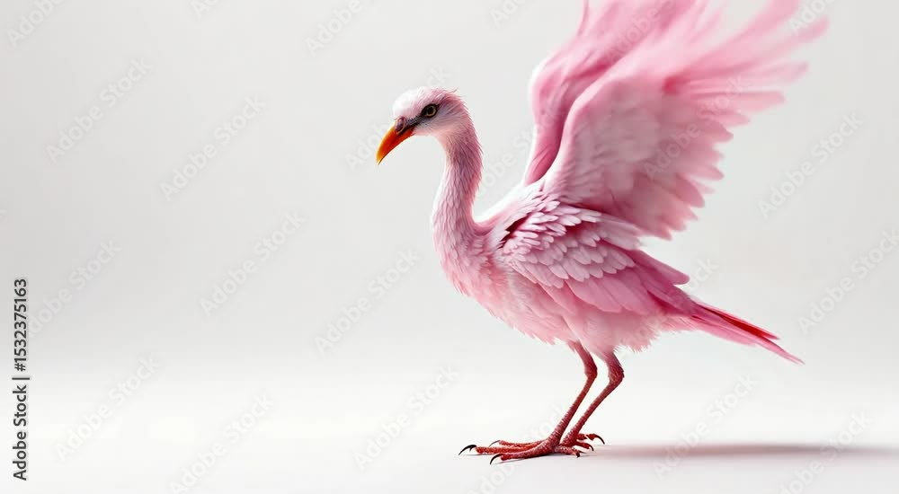 Pink bird wings spread open graceful pose