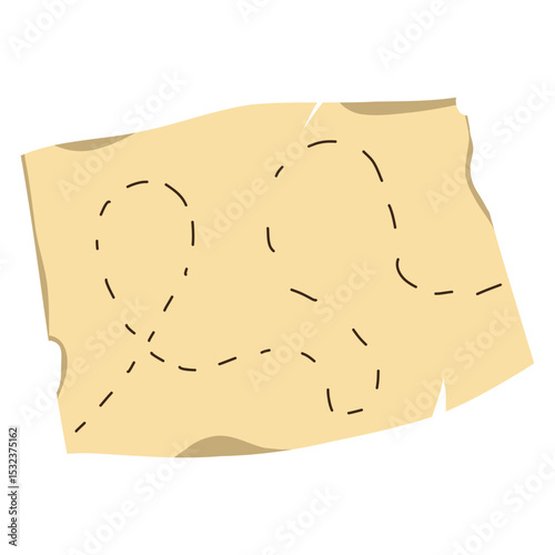 Hand drawn antique map on a piece of parchment with path vector illustration