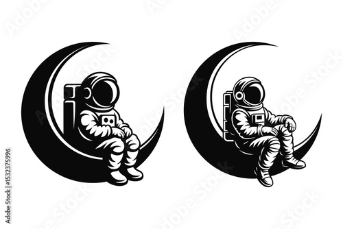 Astronaut Sitting on Moon Vector
