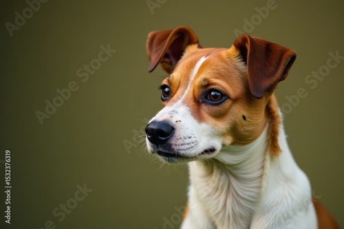 Adult Jack Russell Terrier alert, ears perked, dog breed, domestic animal