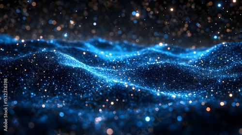 Glowing Blue Particle Wave Abstract Background