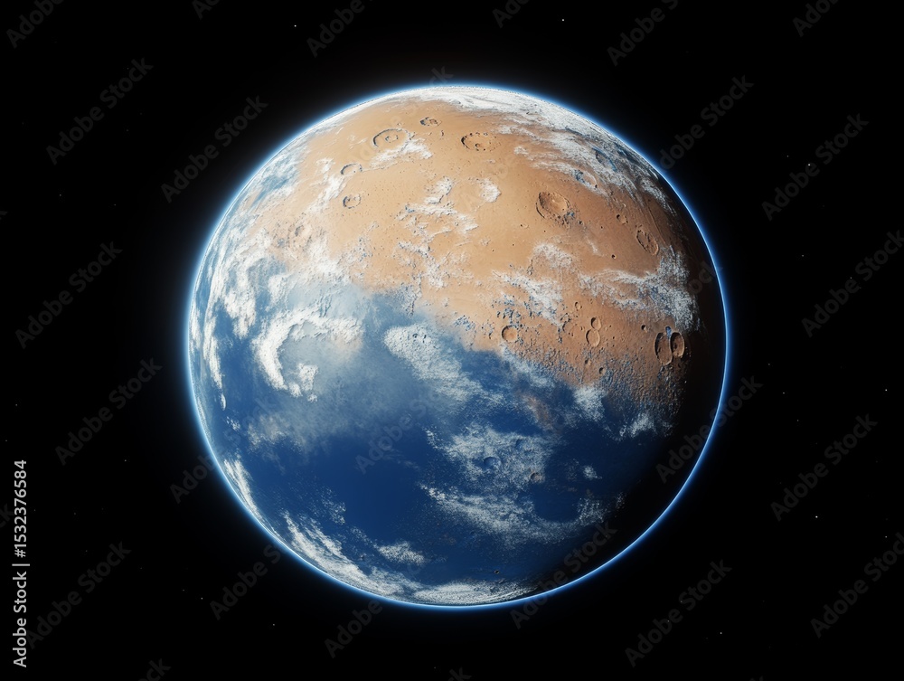 Fototapeta premium A 3D picture shows what Mars might look like after we make it livable. 