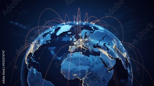 Global network connections illuminated earth
