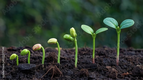 Seedling growth stages in rich soil