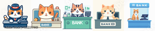 vector of a cat bank teller
