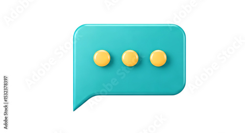 A teal speech bubble with three yellow dots indicating someone is typing on a black background
