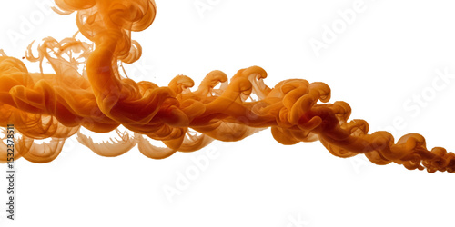 Vector abstract orange cloud smoke powder explosion isolated on transparent wide panorama background
